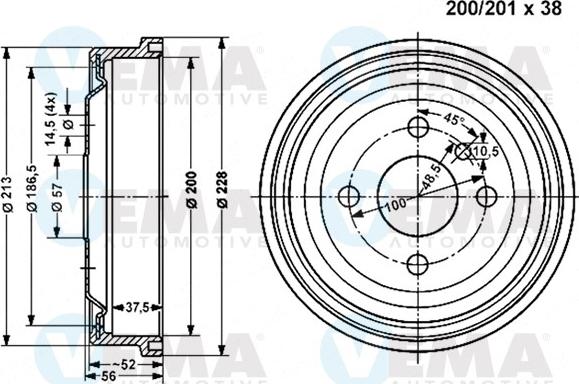 VEMA 800827 - Tambour de frein droxauto.com