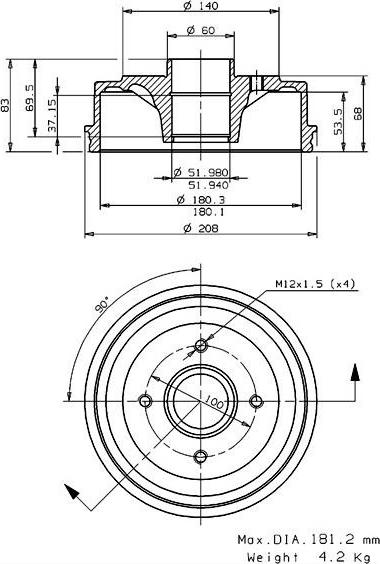 Villar 627.0033 - Tambour de frein droxauto.com