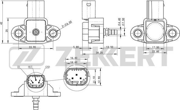 Zekkert SE-1034 - Capteur, pression du tuyau d'admission droxauto.com