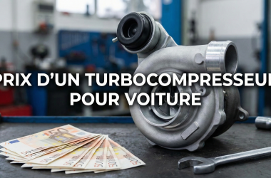 Prix d'un turbocompresseur pour voiture, avec des billets en euros à côté.
